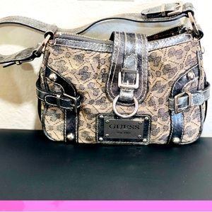 VINTAGE GUESS grey, beige & silver handbag.